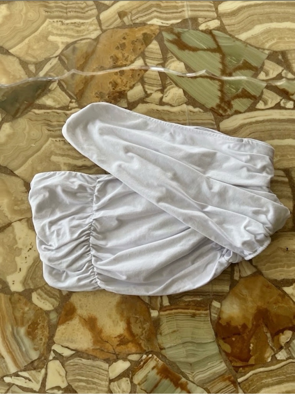 Eloquii White One Snoulder Overlay Ruched Bandeau Crop Top NWT 22 Cocktail